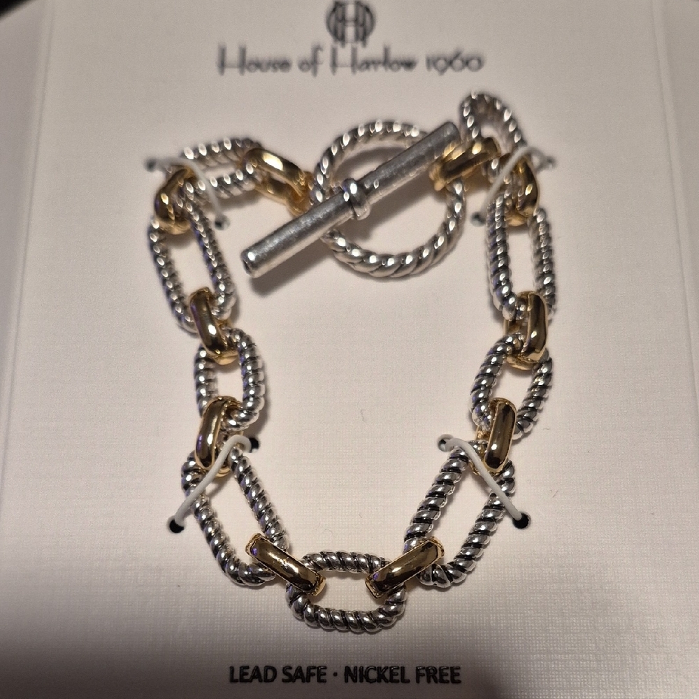 House of Harlow 1960 Mixed Metal Rope-Link Toggle Bracelet - Gold & Silver